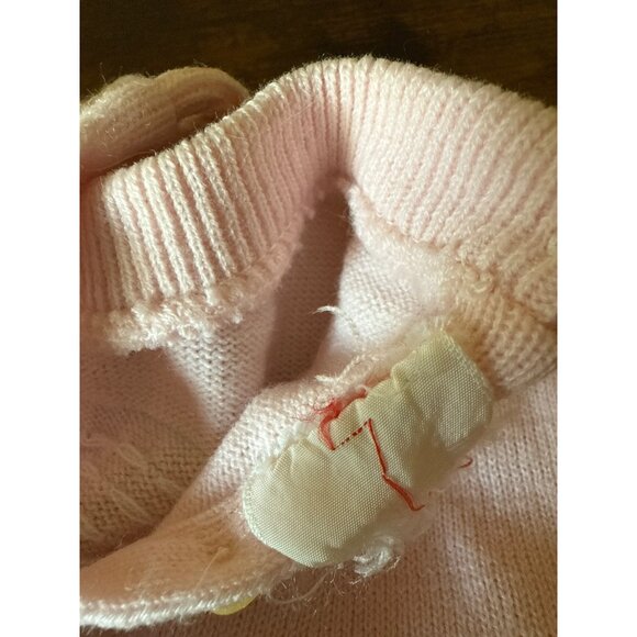 Vintage Baby Girl Doll Knit Dress With Buttons & Bow Pink - Picture 9 of 14